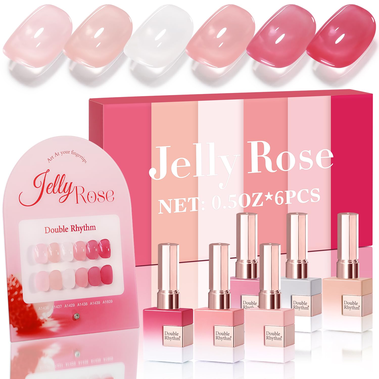 Double Rhythm 6 Pcs 15 ML Gel Polish Set Same Color Same Bottle Soak Off Gel Polish Kit Nail Art Manicure Salon DIY at Home for Women (Burgundy Red Nude Pink Purple Beige-T6-3) : Beauty & Personal Care