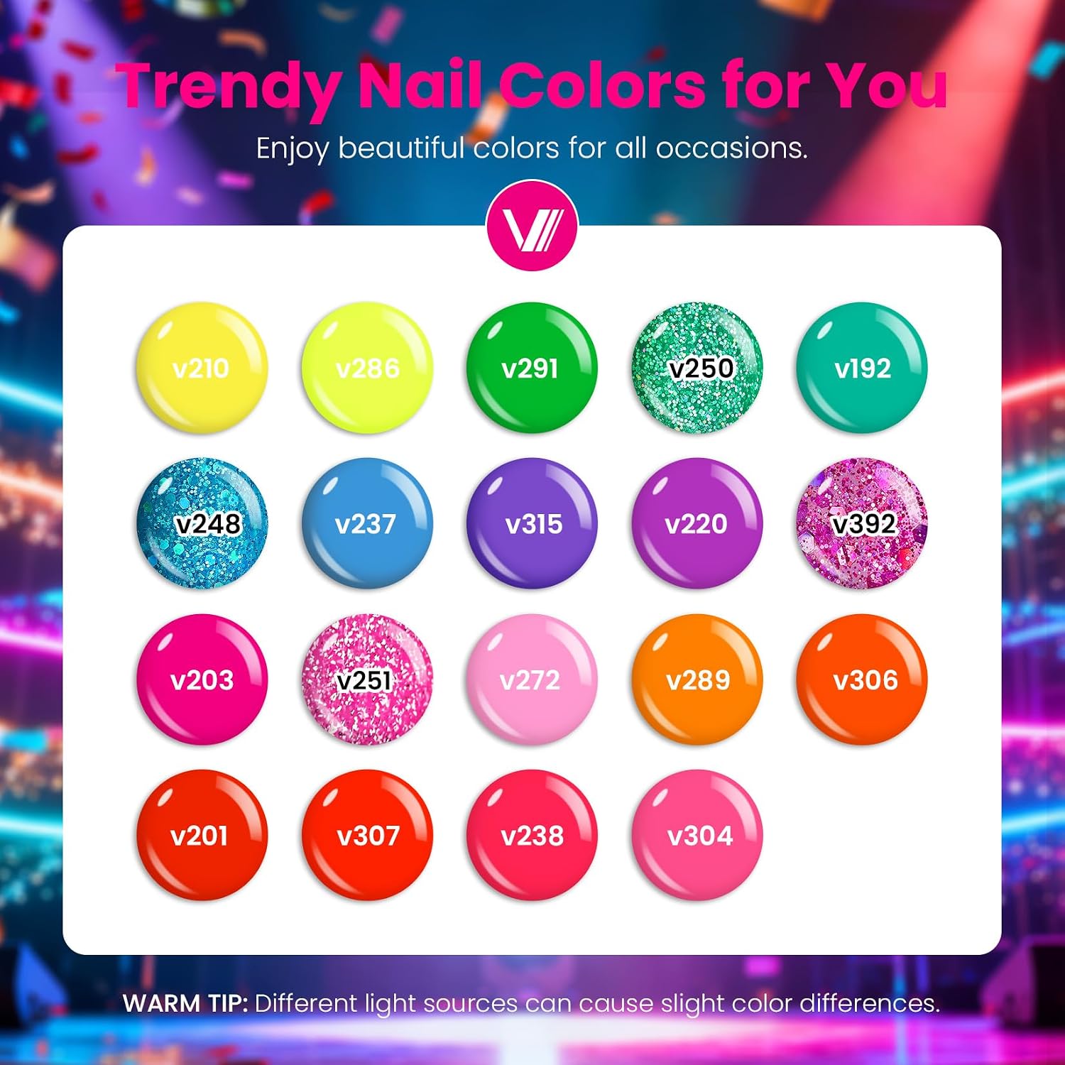 VANREESA 24 Pcs Neon Gel Nail Polish Set -Bright Summer Colors Gel Polish with Base Coat & 4 Effects of Top Coat Bright Yellow Orange Pink Red Green Blue Purple Gel Polish Set Nail Kit Gifts for Women : Beauty & Personal Care