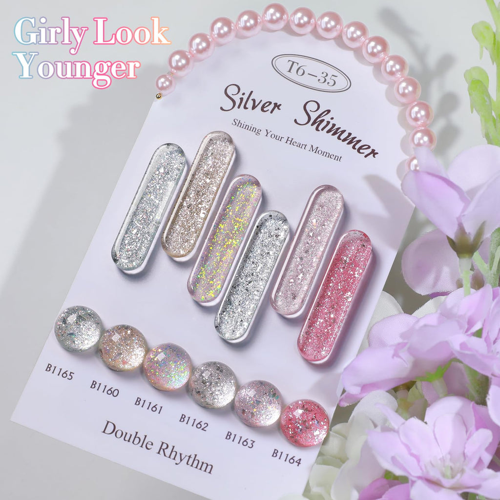Double Rhythm 0.5Oz Glitter Gel Polish Shimmer Reflective Color for Nail Art Salon DIY Soak Off 15ml Nail Lamp Gel Polish at Home (Pink-B1161) : Beauty & Personal Care