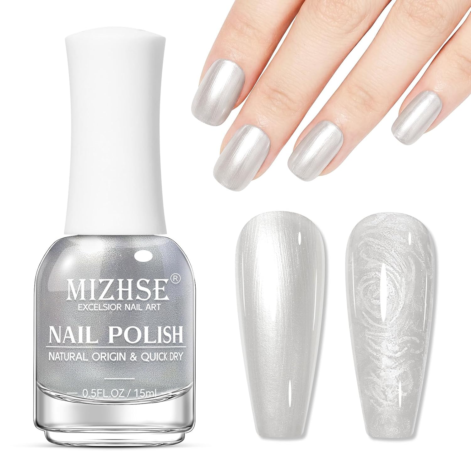 MIZHSE Pearlescent Pink Nail Polish. Quick Dry Pearl Nail Polish. Air Fast Drying 15ml Pale Pink Nail Lacquer Non Gel Oil-based Nail Art Manicure Home DIY : Beauty & Personal Care