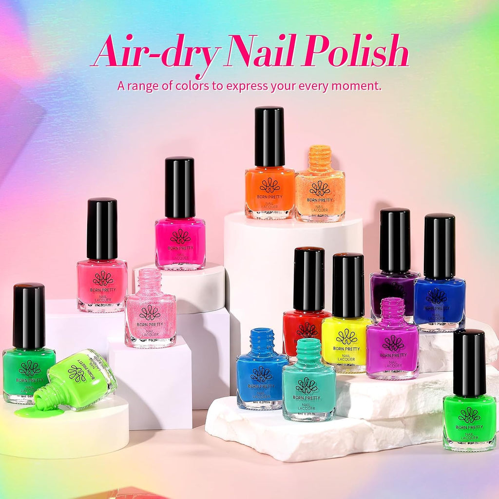 Born Pretty Neon Nail Polish Set. 15 Colors Spring Summer Nail Polish Quick Dry Nail Polish Kit Hot Pink Yellow Green Blue Neon Nail Lacquer Manicure Set for DIY Nail Art Salon Home Gift : Beauty & Personal Care