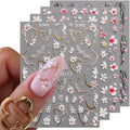 JMEOWIO 3D Embossed Flower Nail Art Stickers Decals Self-Adhesive 5D Spring Summer Floral Nail Supplies Nail Art Design Decoration Accessories 4 Sheets : Beauty & Personal Care