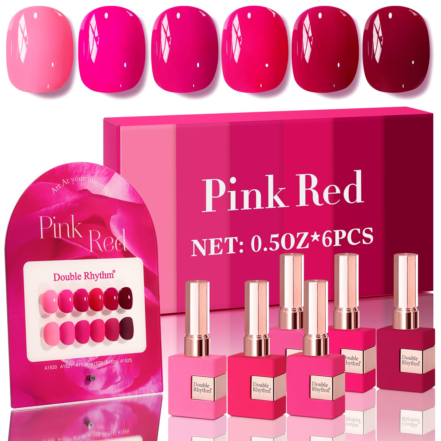 Double Rhythm 6 Pcs 15 ML Gel Polish Set Same Color Same Bottle Soak Off Gel Polish Kit Nail Art Manicure Salon DIY at Home for Women (Burgundy Red Nude Pink Purple Beige-T6-3) : Beauty & Personal Care