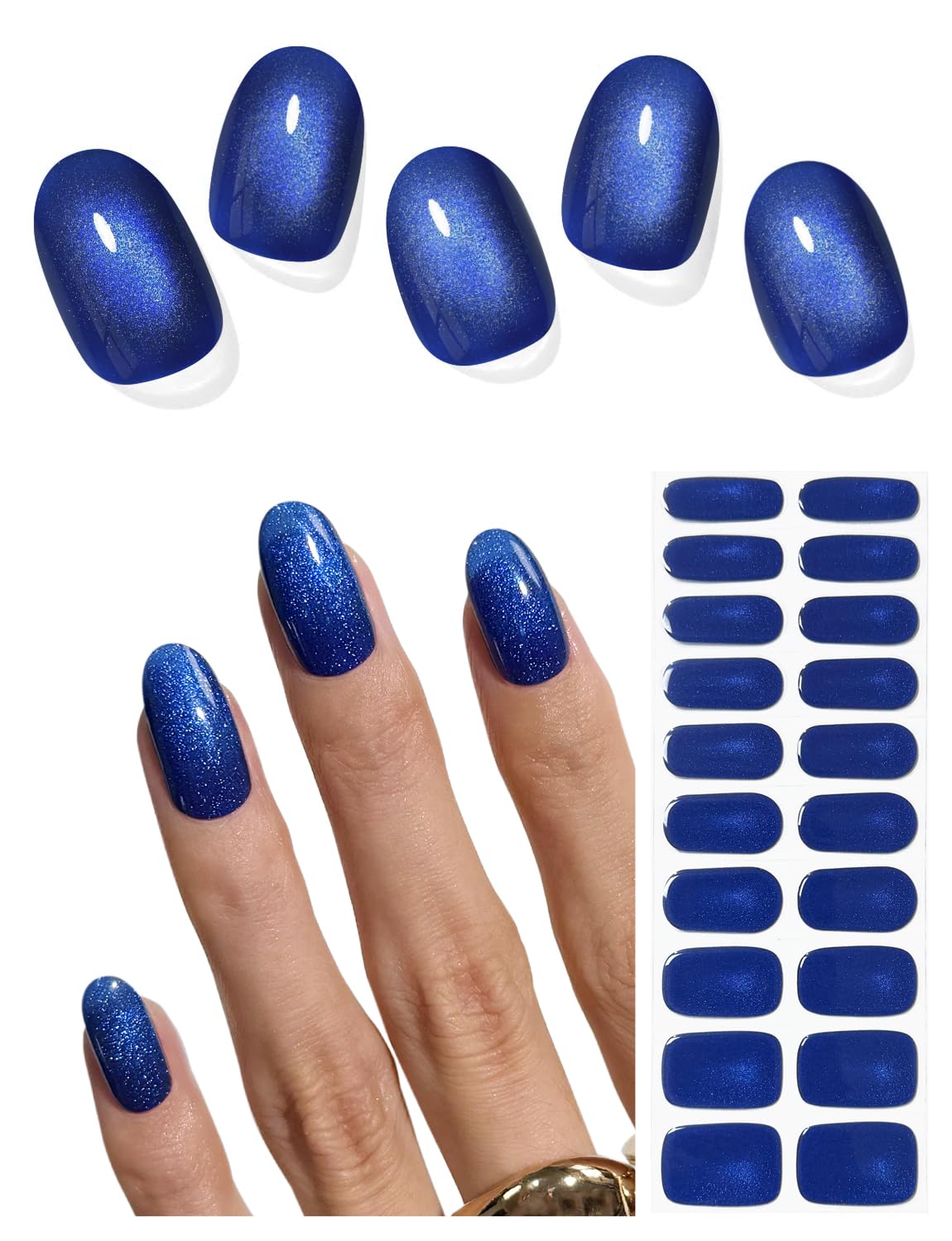 AutyaMee Semi Cured Gel Nail Strips (Deep Plum Cat Eye). Dark Purple. 20 Pcs Gel Nail Wraps. Stickers. UV Light Required. Salon Quality. Long Lasting : Beauty & Personal Care
