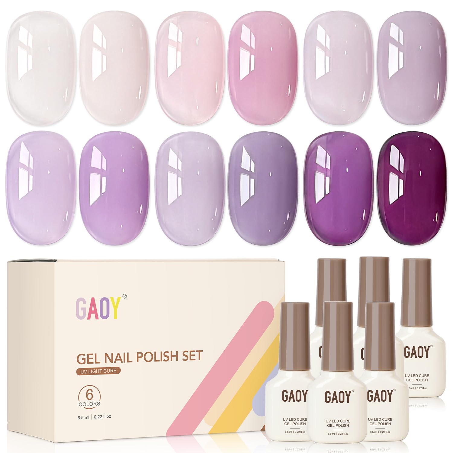 GAOY Nude Brown Gel Nail Polish Set. 6 Colors Beige Chocolate Caramel. UV Cure Gel for DIY Manicure at Home : Beauty & Personal Care