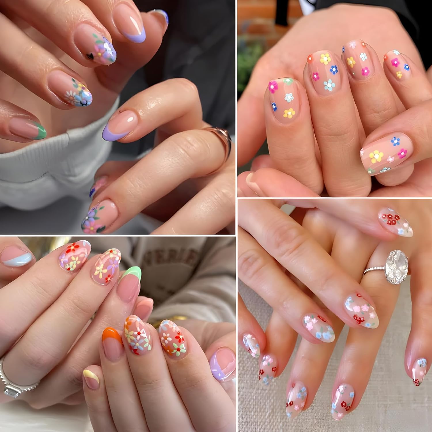 SPLOCUDU Colorful Cute Daisy. Floral. Heart. Flower Nail Art Stickers Decals. 3D Self Adhesive Supplies. Design Decoration Accessories for Women and Girls. 30 Sheets : Beauty & Personal Care
