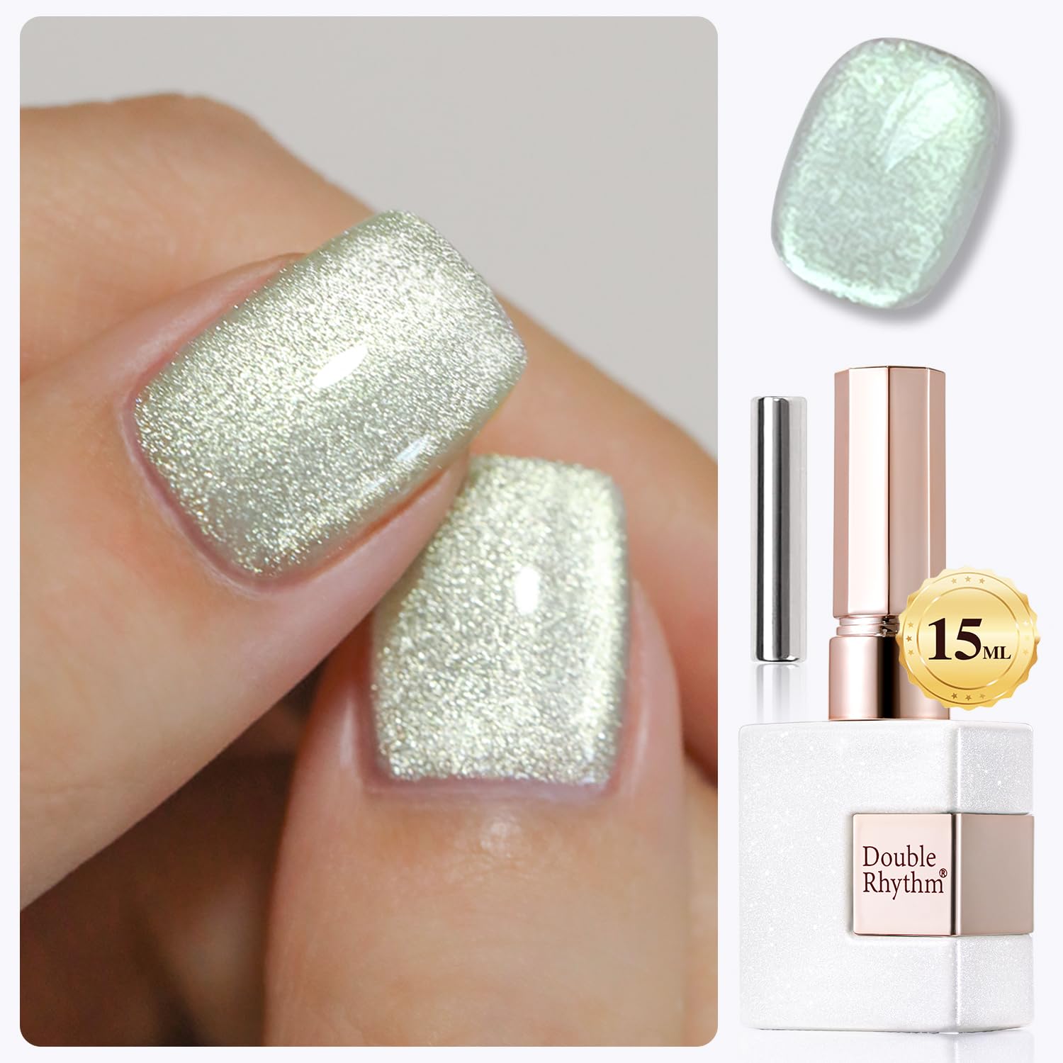 Double Rhythm 15ML Ice Glass Cat Eye Gel Polish with Magnet Holographic Glitter Shimmer Translucent Sheer Color Salon Soak Off Magnetic Nail at Home (Golden Violet-MC1129) : Beauty & Personal Care