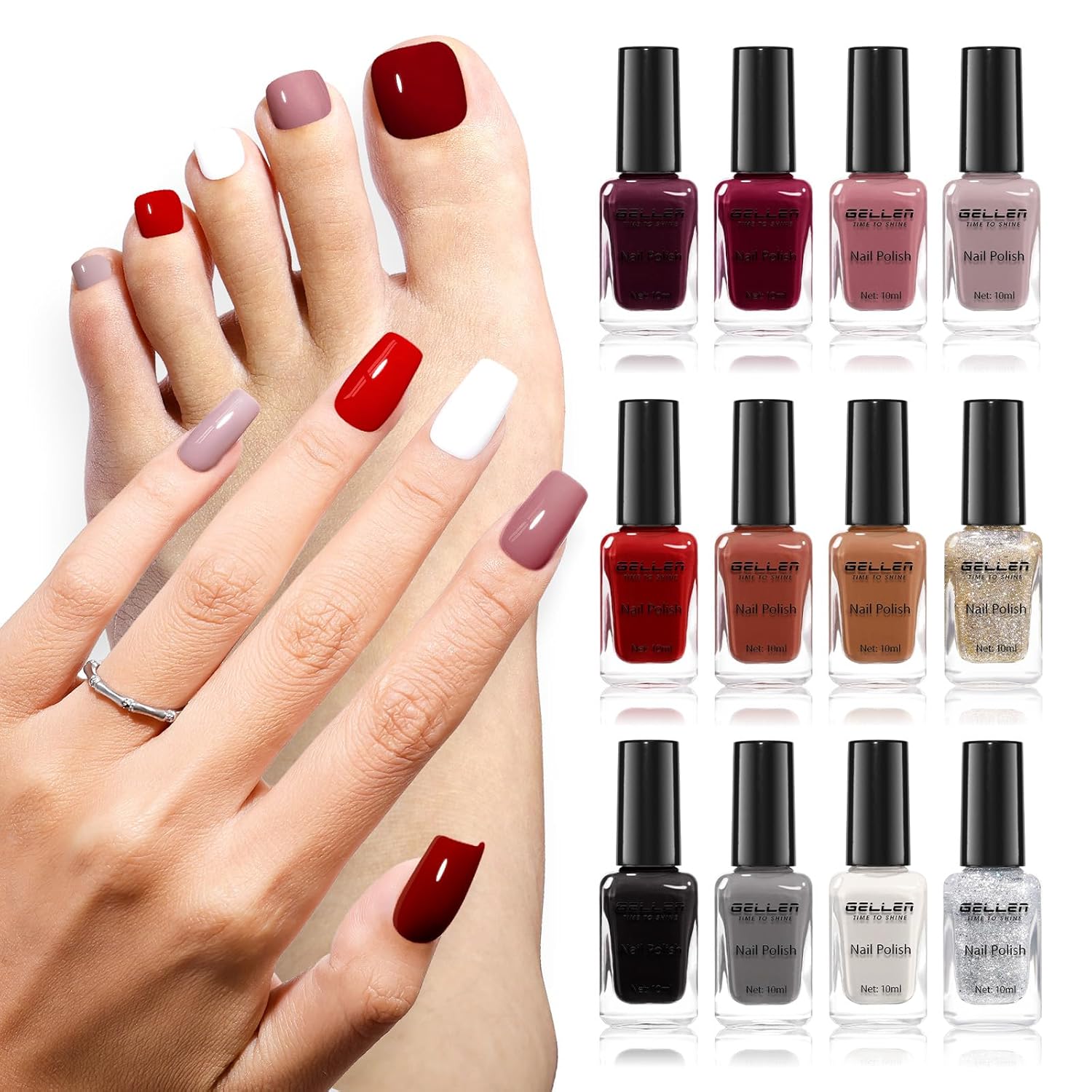 GELLEN Nail Polish Neutral Earth Tones. Nude Dusty Rose Fall Winter Air Dry Regular Nail Polish 6-color Set for Finger Toe Nails Home Salon All Seasons. Not UV Gel. Hema Free. Non Toxic. TPO Free : Beauty & Personal Care