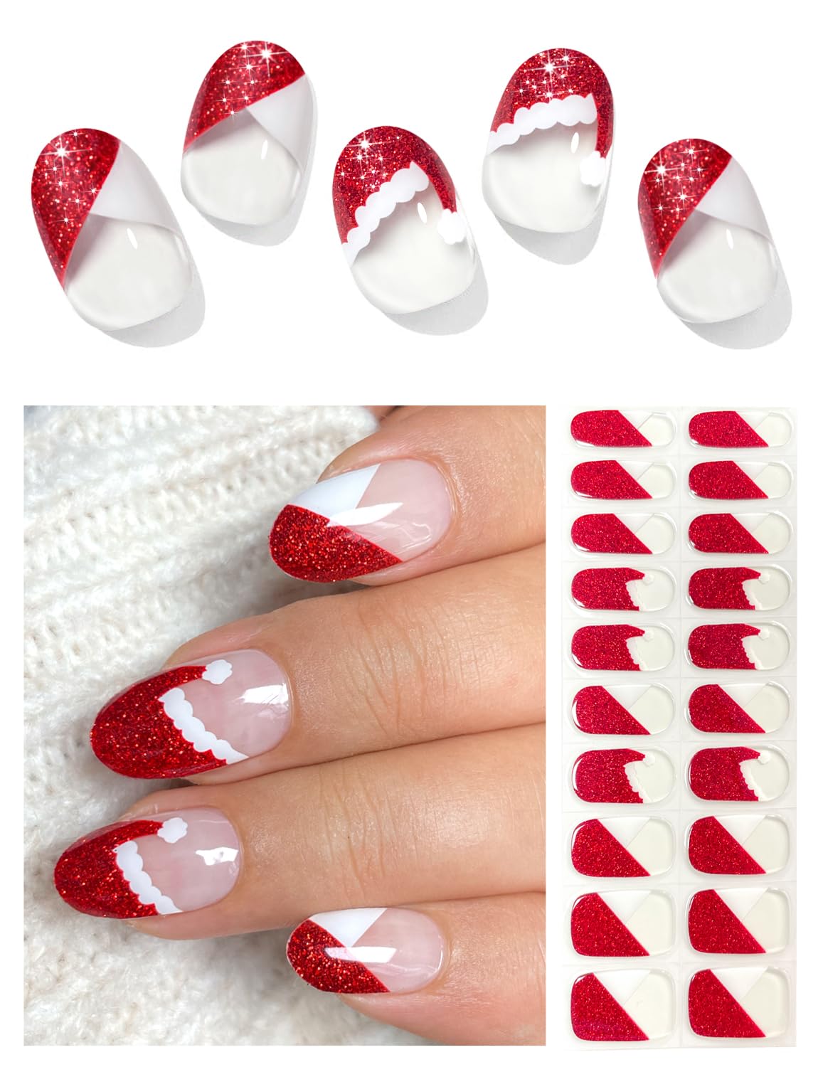 AutyaMee Semi Cured Gel Nail Strips (A White French Tip). Clear Base. 20 Pcs Gel Nail Wraps. Stickers. UV Light Required. Salon Quality. Long Lasting : Beauty & Personal Care
