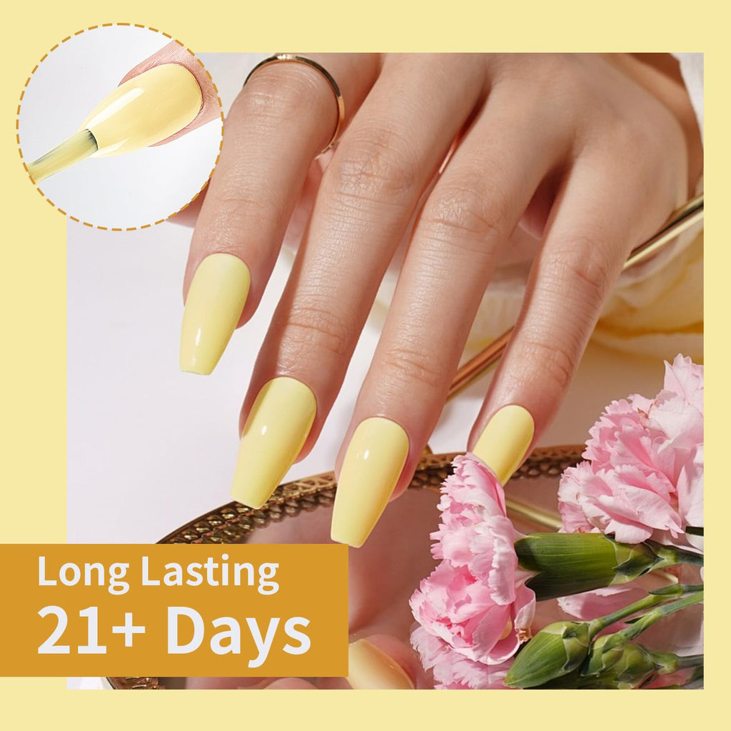 JODSONE Pastel Yellow Gel Nail Polish 10ml Soak Off LED Gel Polish Butter Yellow Nail Color Salon Quality Long-Lasting Low Odor (Need U V Lamp Curing) : Beauty & Personal Care