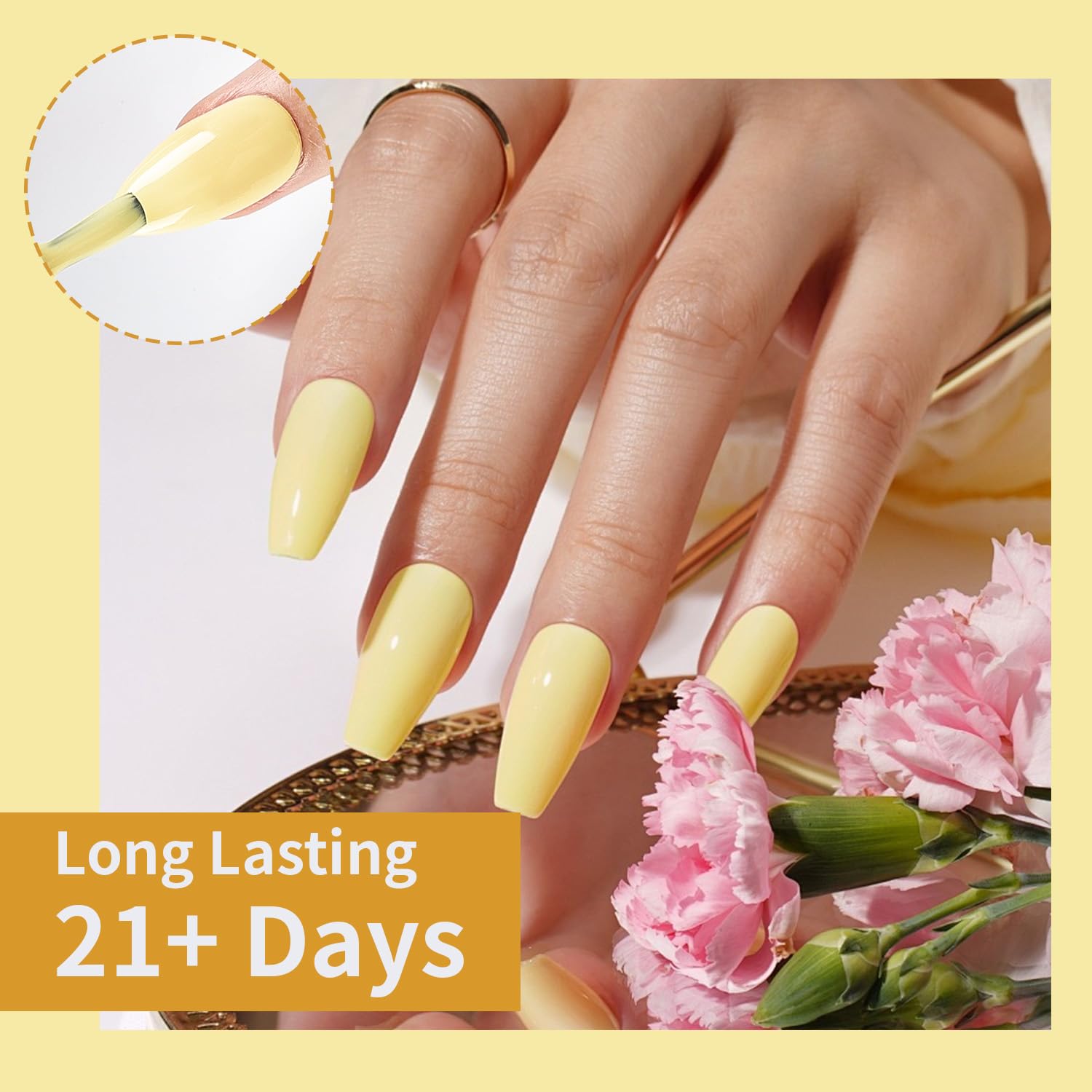 JODSONE Pastel Yellow Gel Nail Polish 10ml Soak Off LED Gel Polish Butter Yellow Nail Color Salon Quality Long-Lasting Low Odor (Need U V Lamp Curing) : Beauty & Personal Care