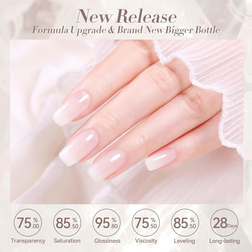 Born Pretty Milky White Gel Nail Polish Jelly White Sheer Translucent Neutral Gel Polish Soak Off Nail Art Gel 15ml. 0.54 Fl Oz : Beauty & Personal Care