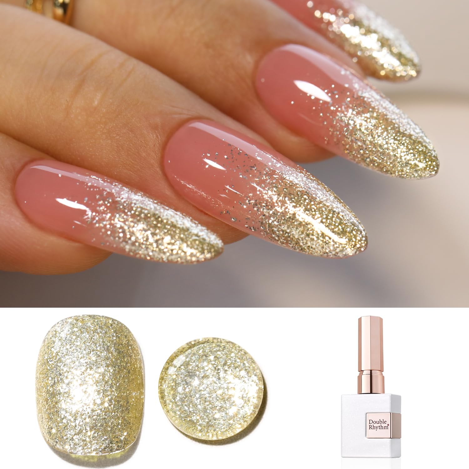 Double Rhythm 0.5Oz Glitter Gel Polish Shimmer Reflective Color for Nail Art Salon DIY Soak Off 15ml Nail Lamp Gel Polish at Home (Pink-B1161) : Beauty & Personal Care