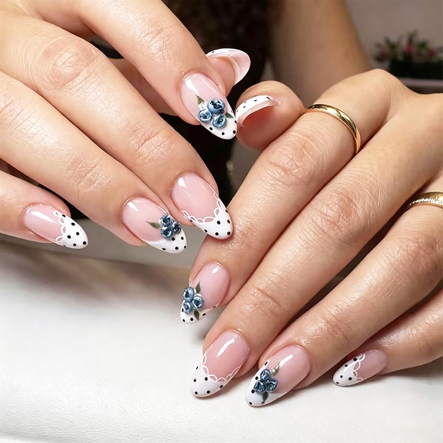 24Pcs Colorful Flower Press-On Nails - Short. Square. Fake. Spring-Summer Nail Art Set. Light Pink Acrylic. Full Cover Glossy False Nails for Women & Girls : Beauty & Personal Care