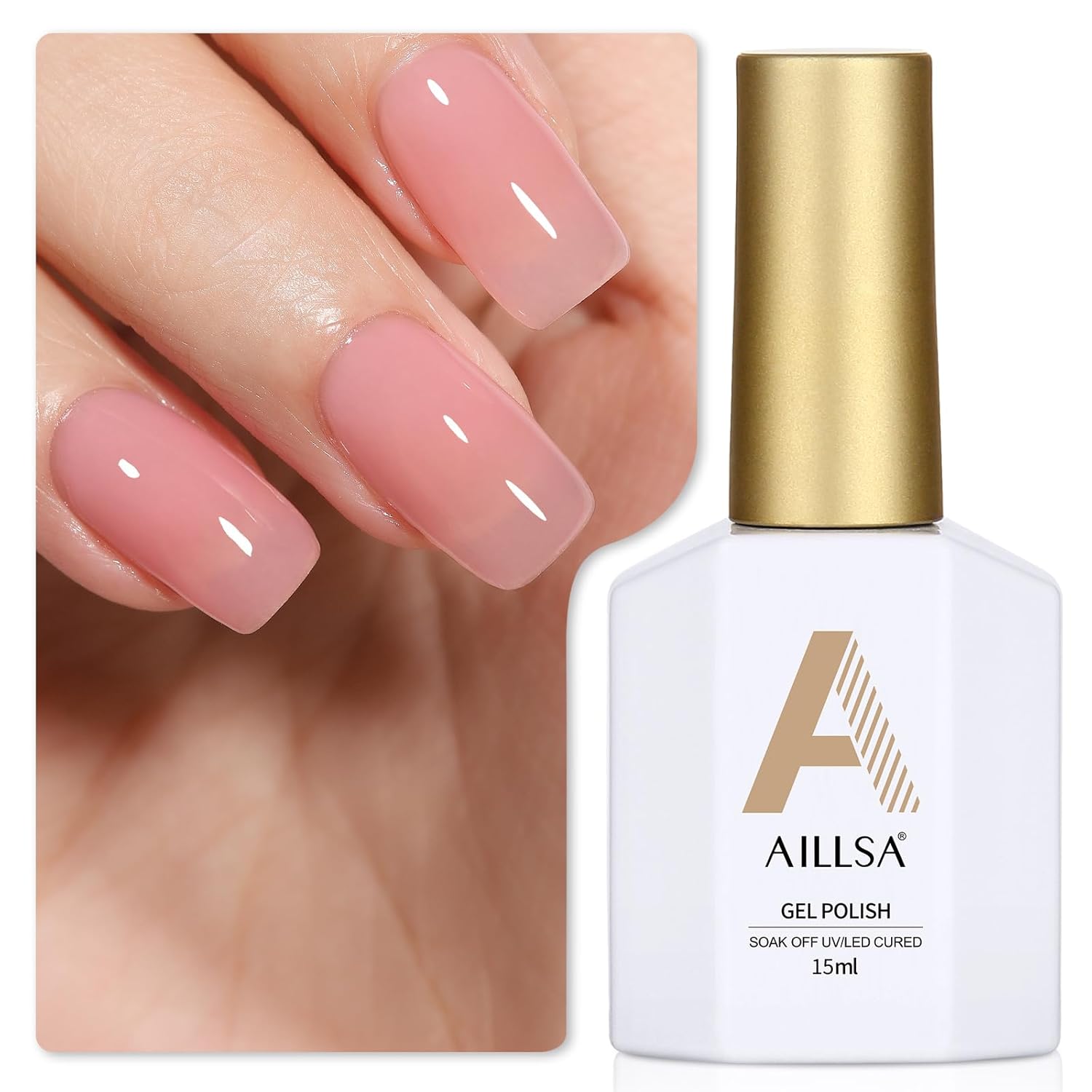 AILLSA Gel Nail Polish Nude Pink Gel Polish Sheer Neutral Color Jelly Gels Nail Polish Natural Translucent Soak Off U V Nails for Nail Art French Manicure at Home 0.51 Fl Oz /GB49 : Beauty & Personal Care