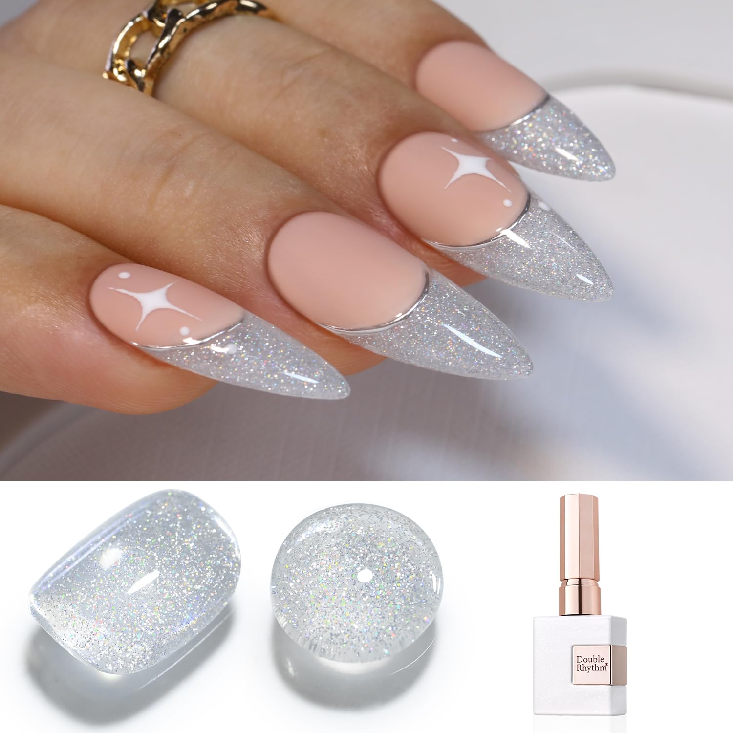Double Rhythm 0.5Oz Glitter Gel Polish Shimmer Reflective Color for Nail Art Salon DIY Soak Off 15ml Nail Lamp Gel Polish at Home (Pink-B1161) : Beauty & Personal Care