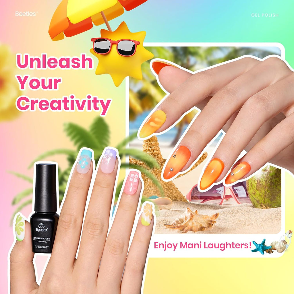 Beetles Summer Gel Polish Set - 36 Colors Bright Neon Gel Nail Polish Pink Orange Red Green Blue 4th of July Nail Polish with 4Pcs Base Top Coat Soak Off Colorful Collection UV Nail Gel : Beauty & Personal Care