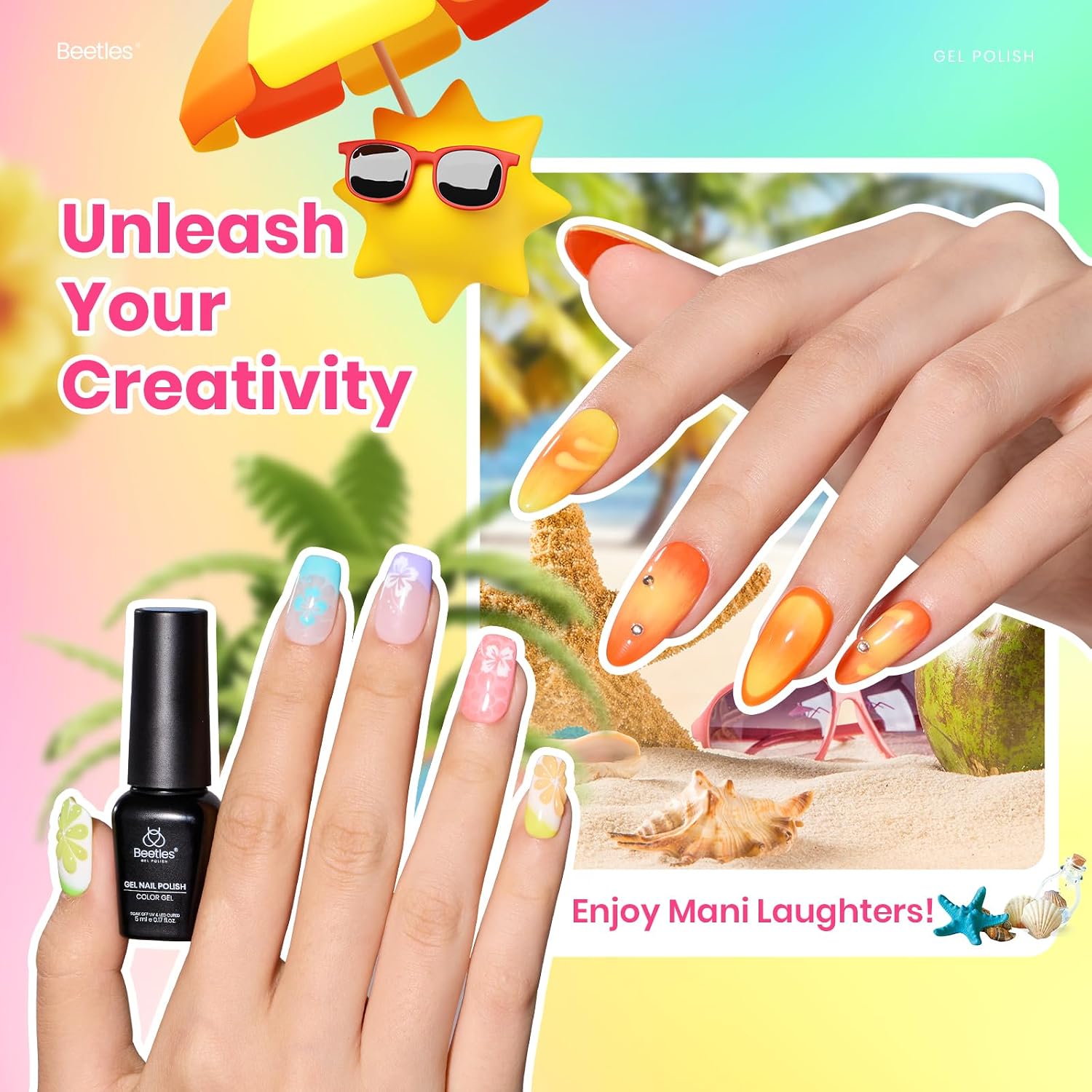 Beetles Summer Gel Polish Set - 36 Colors Bright Neon Gel Nail Polish Pink Orange Red Green Blue 4th of July Nail Polish with 4Pcs Base Top Coat Soak Off Colorful Collection UV Nail Gel : Beauty & Personal Care