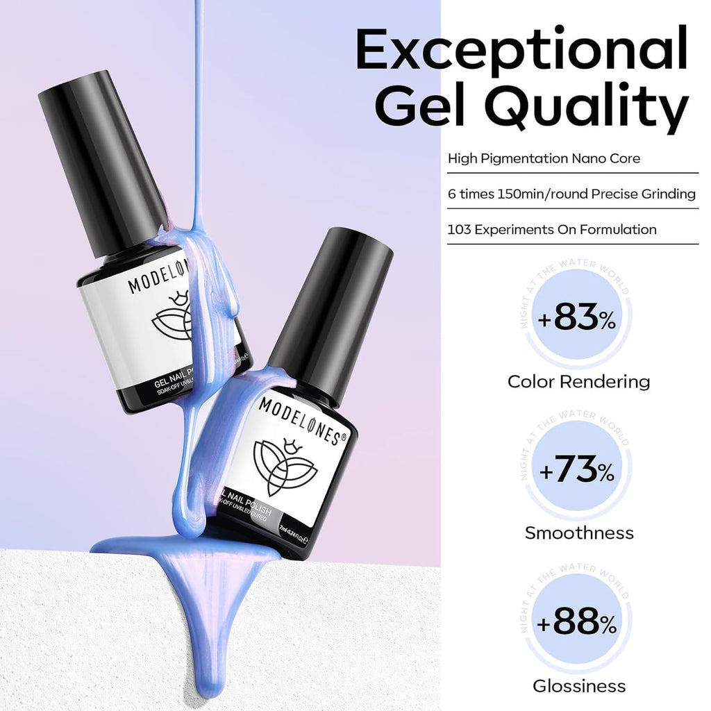 modelones Pearl Gel Nail Polish Set. 6 Colors 2026 Spring Summer Aurora Iridescent Shimmer White Pink Purple Blue Mermaid Nail Glitter Gel Polish LED Swirl Shell Effect with Dotting Pen DIY Gift : Beauty & Personal Care