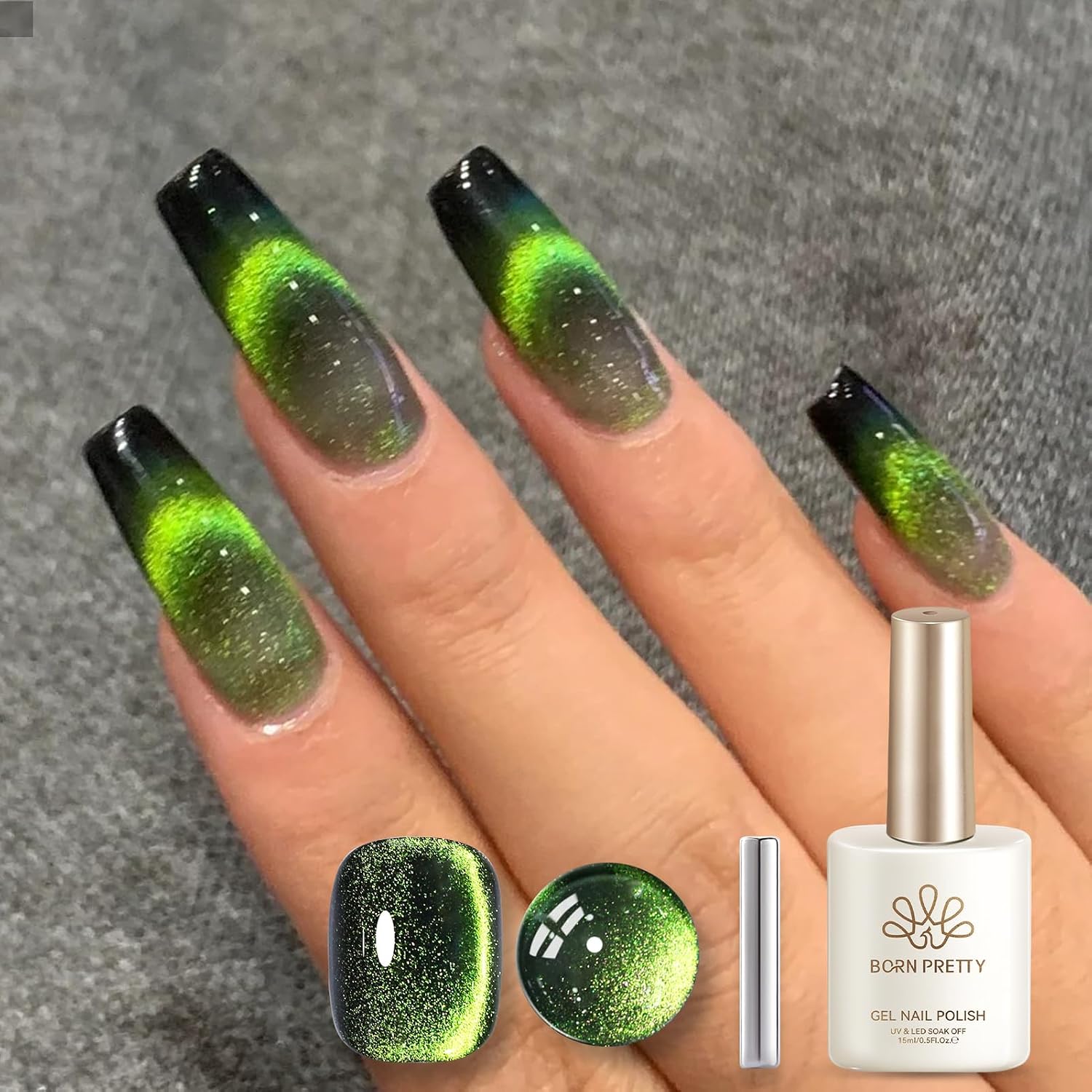 Born Pretty 9D Cat Magnetic Eye Gel Nail Polish Holographic Rainbow Gel Polish Blue Purple Soak Off U V LED Gel Polish Nail Art Design Manicure Salon DIY Home 15ML : Beauty & Personal Care
