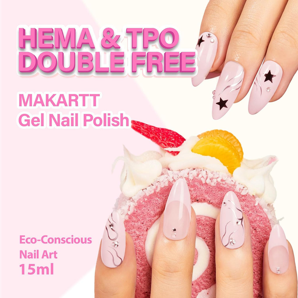 Makartt Milky Pink Gel Nail Polish: 15ML Hema-Free Jelly Baby Pink Nail Polish Sheer Translucent Effect Soak Off UV LED Nail Art Manicure DIY Home Salon Gift for Women : Beauty & Personal Care