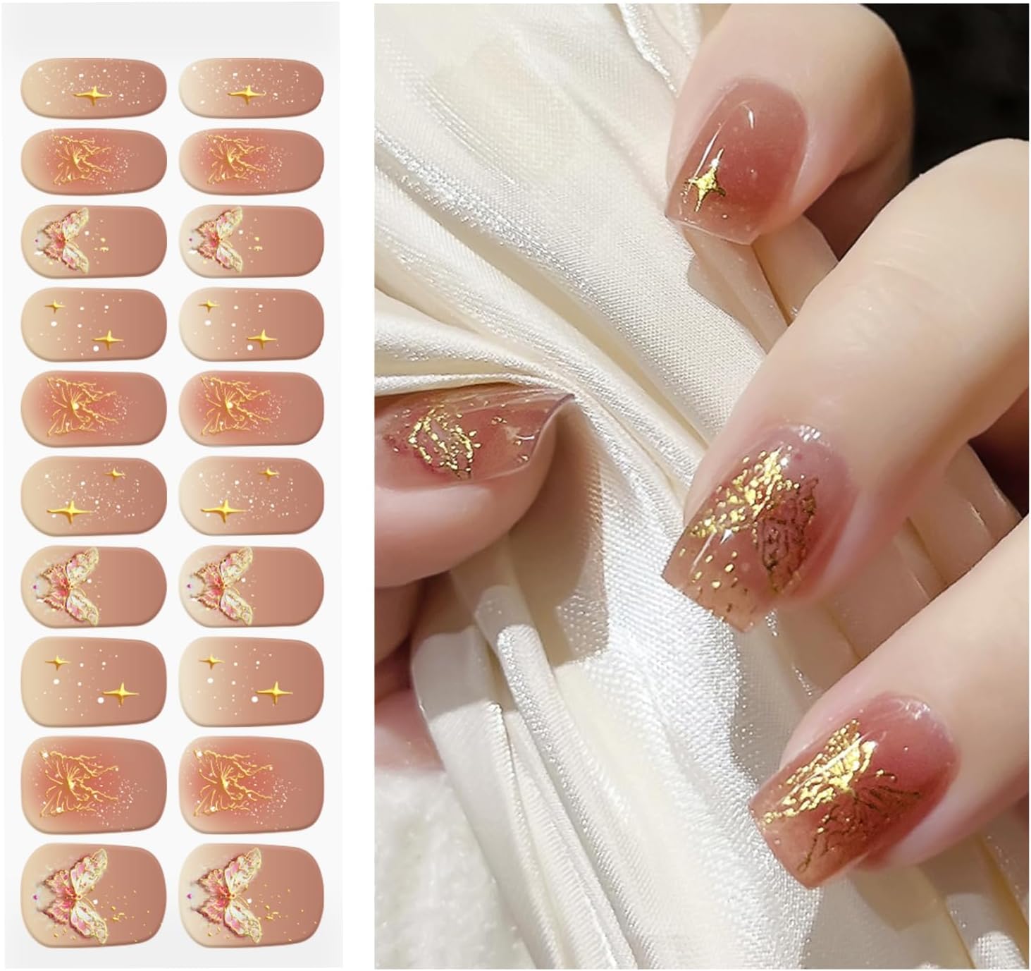 OAUEE Semi Cured Gel Nail Strips | Gel Nail Stickers with UV Light Required | Salon Quality. Easy Application and Removal(Pink Ombre) : Beauty & Personal Care