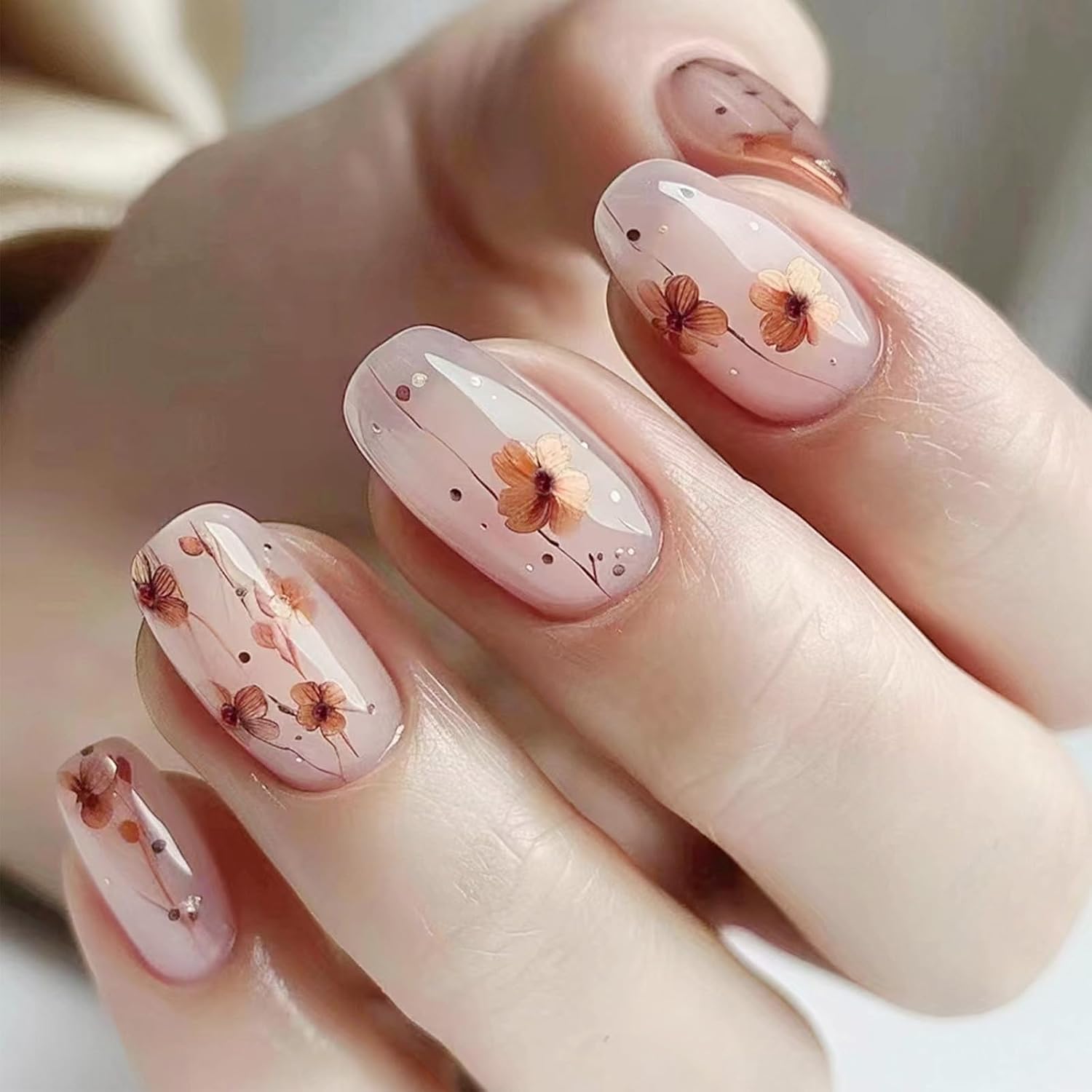 24Pcs Gold Curve Line Press on Nails Sea Acrylic Fake Nail Glossy Blue Gradient Medium Square False Nails Love Heart Stick on Fingernails Seaweed Gel Glue on Nail for Coquette Women Girls : Beauty & Personal Care