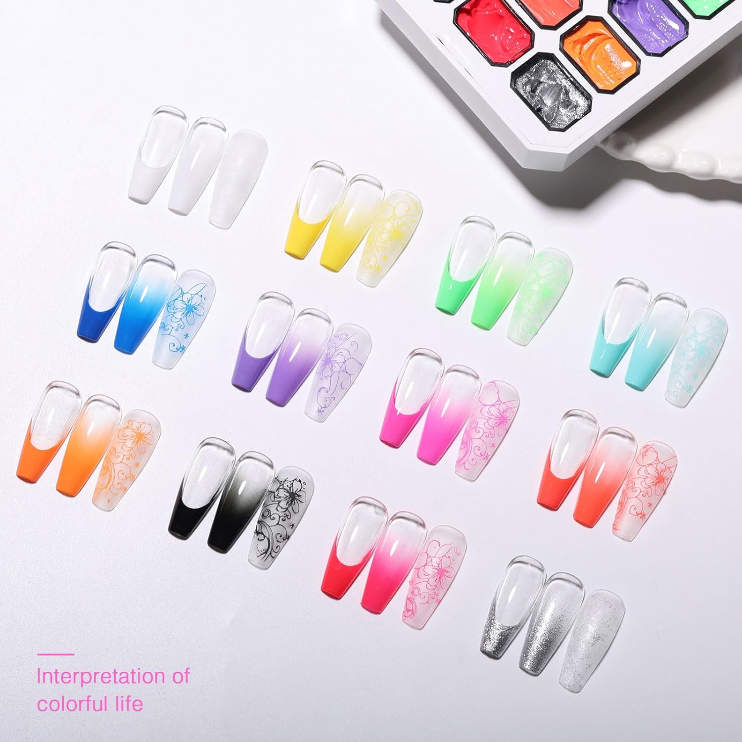 GELLAKTIK 12 Color Patting Nail Gel Polish Kit. Ombre Painting Gel Palette with Brush & Silicone Patting Pen & Nail Art Stickers - UV/LED Curing for Gradient Nails. Beginner Friendly DIY Manicure Set : Beauty & Personal Care