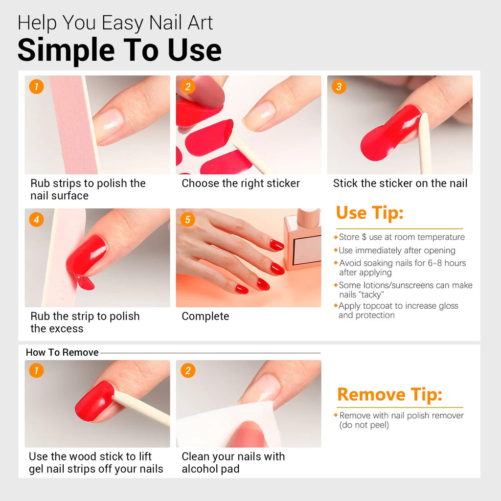 SILPECWEE Toe Nail Stickers Full Nail Wraps Red Solid Color Toenail Polish Strips for Women Self Adhesive Toe Stickers Polish Gel Toenails Stickers with 1pc Nail File (20 Sheets) : Beauty & Personal Care