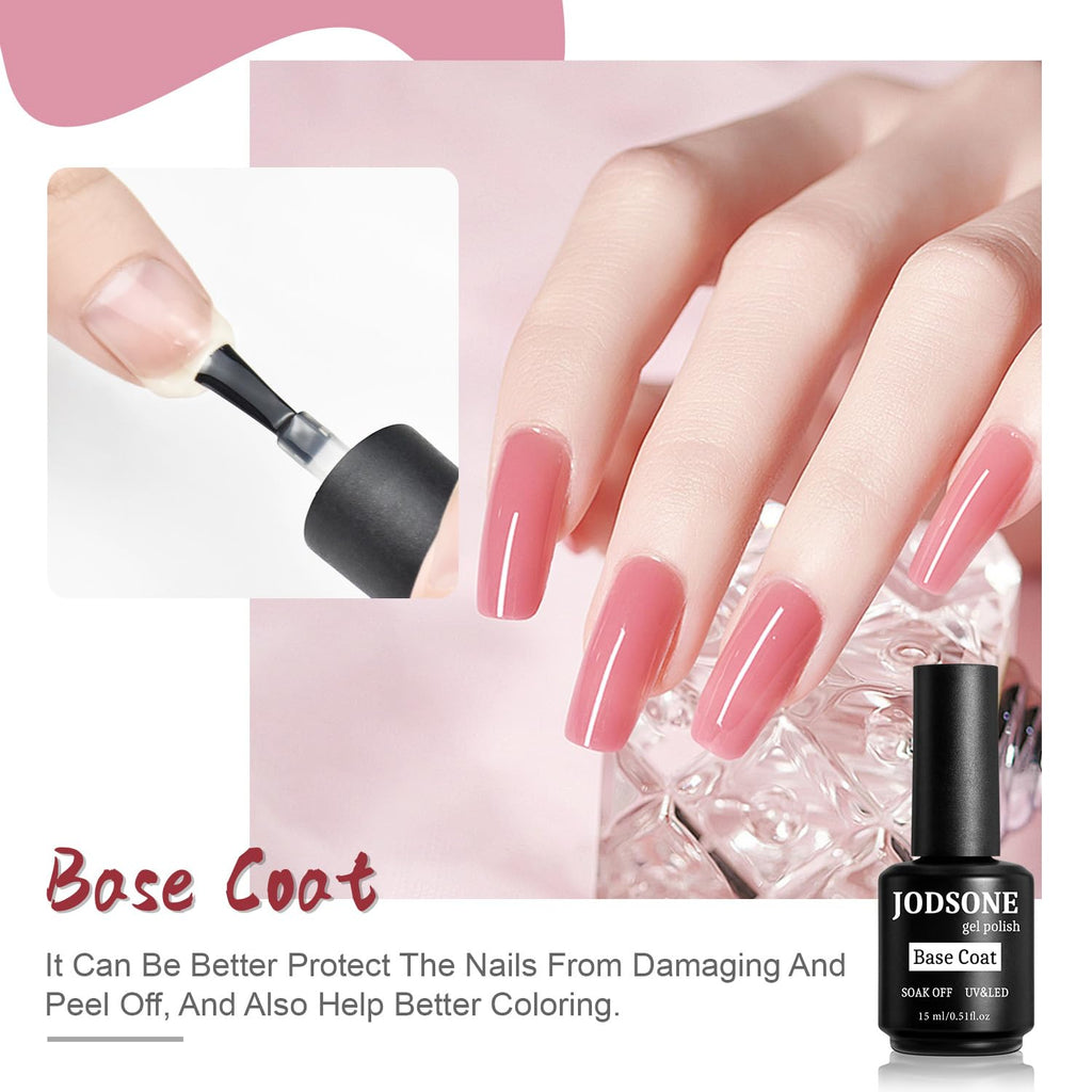JODSONE 2 Bottles of Top Coat Base Coat Set No Wipe Foundation Combination Bright Surface At Home DIY Nail Salon Girl Gift : Beauty & Personal Care