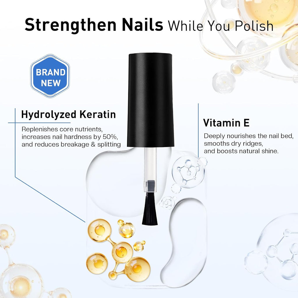 Glamonade 3-In-1 Clear Nail Polish: Quick Dry Top Coat Prevent Staining Base Coat & Nail Strengthener. High Gloss Long Lasting No Chip Shield. Nail Hardener for Weak Nails. DIY Manicure for Women 12ml : Beauty & Personal Care