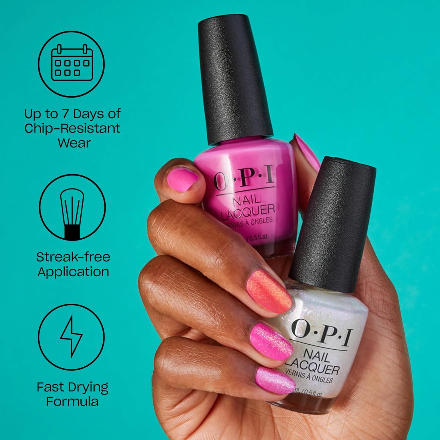 OPI Nail Lacquer Bubble Bath | Sheer Nude Pink Crème Chip Resistant Nail Polish | Fast Drying. Streak Free