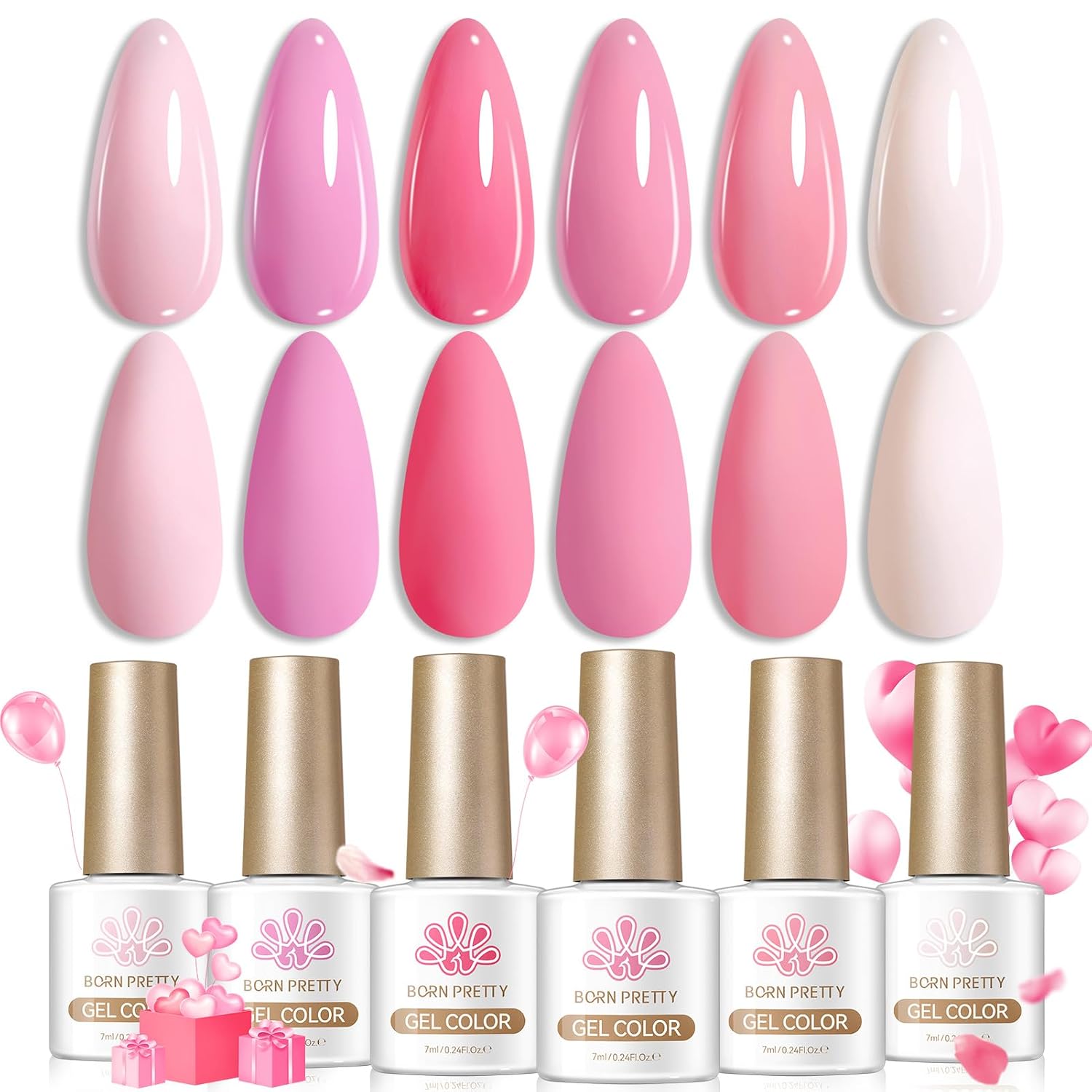 Born Pretty Pastel Gel Nail Polish Set Spring Summer Gel Polish Macaron Candy Sweet Color Gel Polish Easter Soft Pink Yellow Purple Blue Green Colors Collection Nail Art Gift Box 7ML 6PCS : Beauty & Personal Care