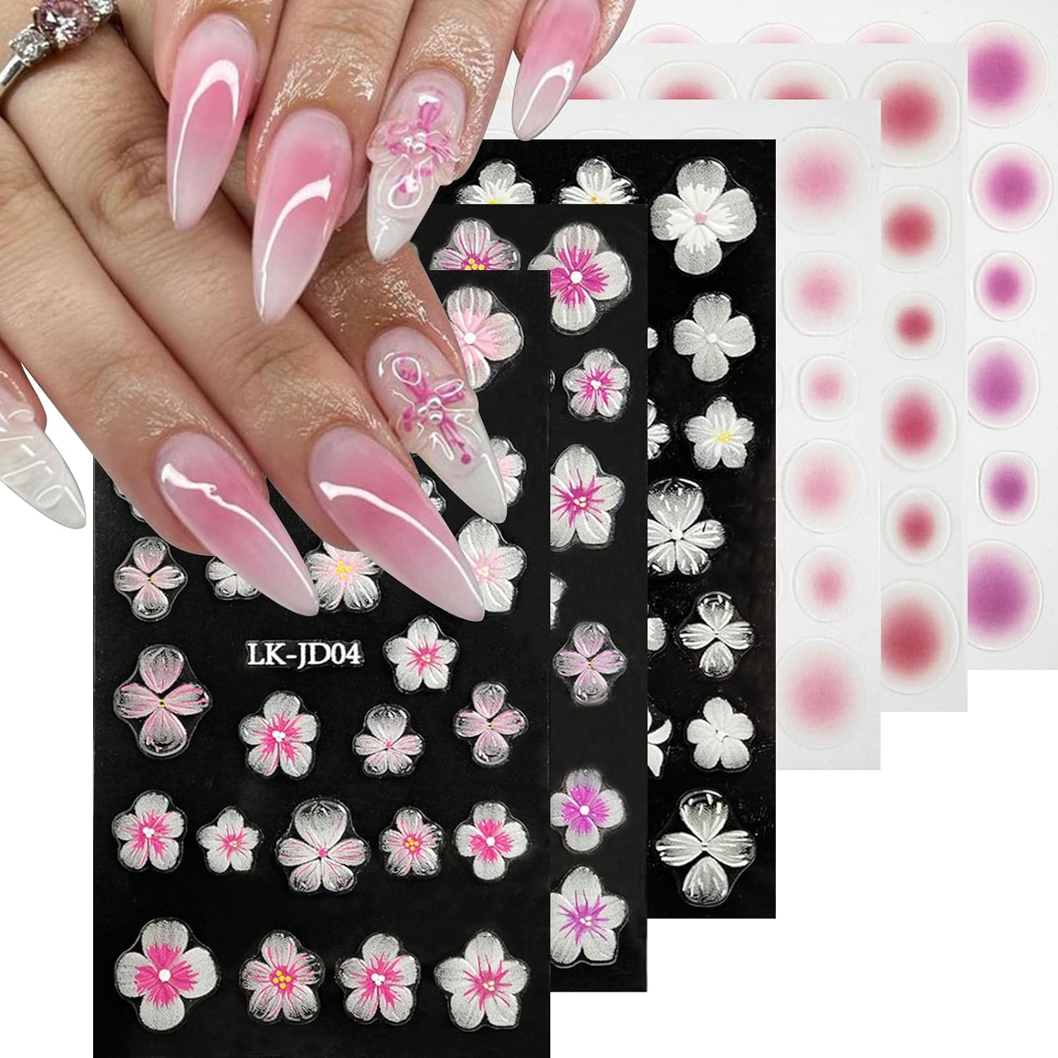 VOTACOS Flower Nail Art Stickers - 5D Embossed. Spring/Summer Daisy Designs. Self-Adhesive Decals for Women's Nail DIY Decoration : Beauty & Personal Care