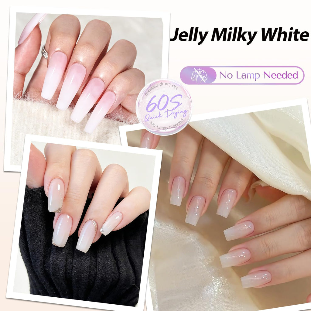 AZUREBEAUTY Milky White Translucent Nail Polish – Quick Dry. Long-Lasting. Natural Jelly Glossy Finish for DIY Manicure & Nail Art. Salon Quality for Women : Beauty & Personal Care