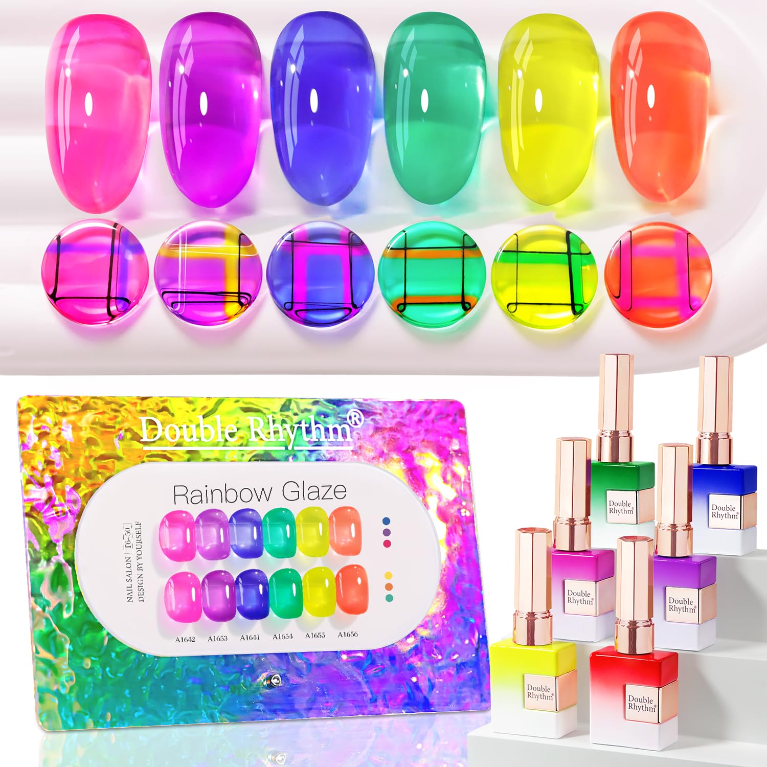 Double Rhythm 6 Pcs 15 ML Gel Polish Set Same Color Same Bottle Soak Off Gel Polish Kit Nail Art Manicure Salon DIY at Home for Women (Burgundy Red Nude Pink Purple Beige-T6-3) : Beauty & Personal Care
