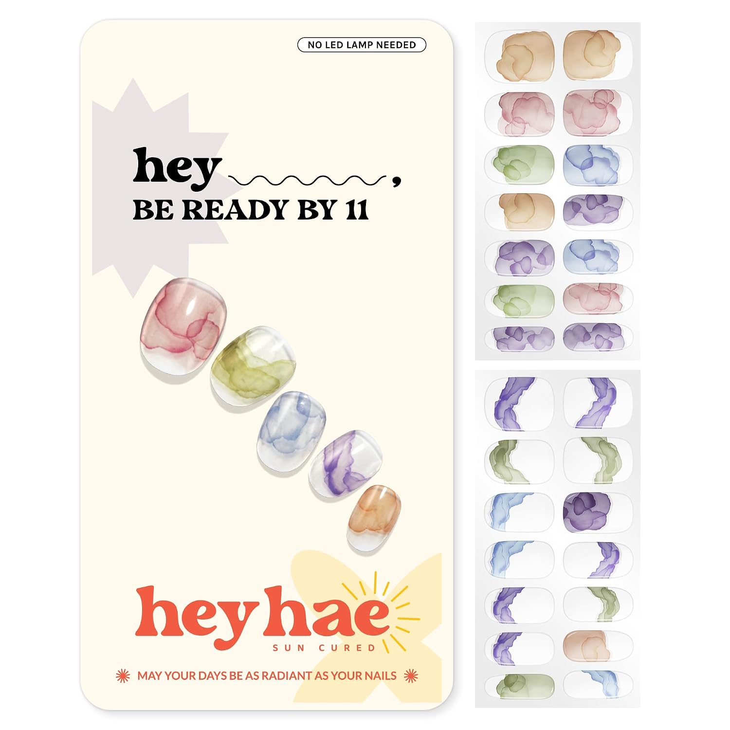 Heyhae Semi Cured Gel Nail Strips | No LED Lamp Needed | Ombre. Orange. Spring | Easy Apply & Remove. Salon Quality |Includes 28 Strips. 1 Prep Pads. Nail File & Wooden stick - Hey. You're My Sunshine : Beauty & Personal Care