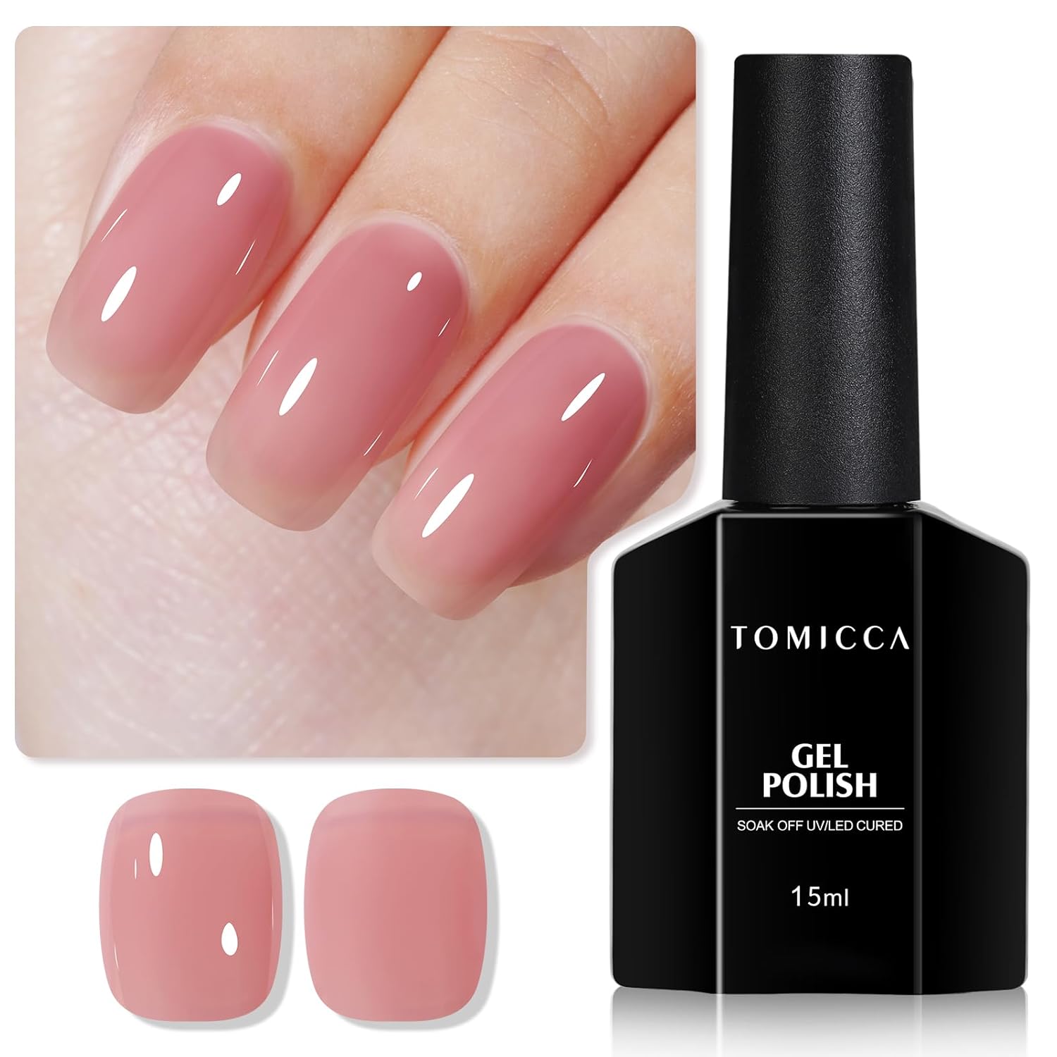 TOMICCA Nude Gel Nail Polish.15ml Light Nude Gel Polish.Soak Off Uv Led Cure Needed .Color Long Lasting Translucent Nail Art Manicure French Salon Diy Design Gifts For Woman : Beauty & Personal Care