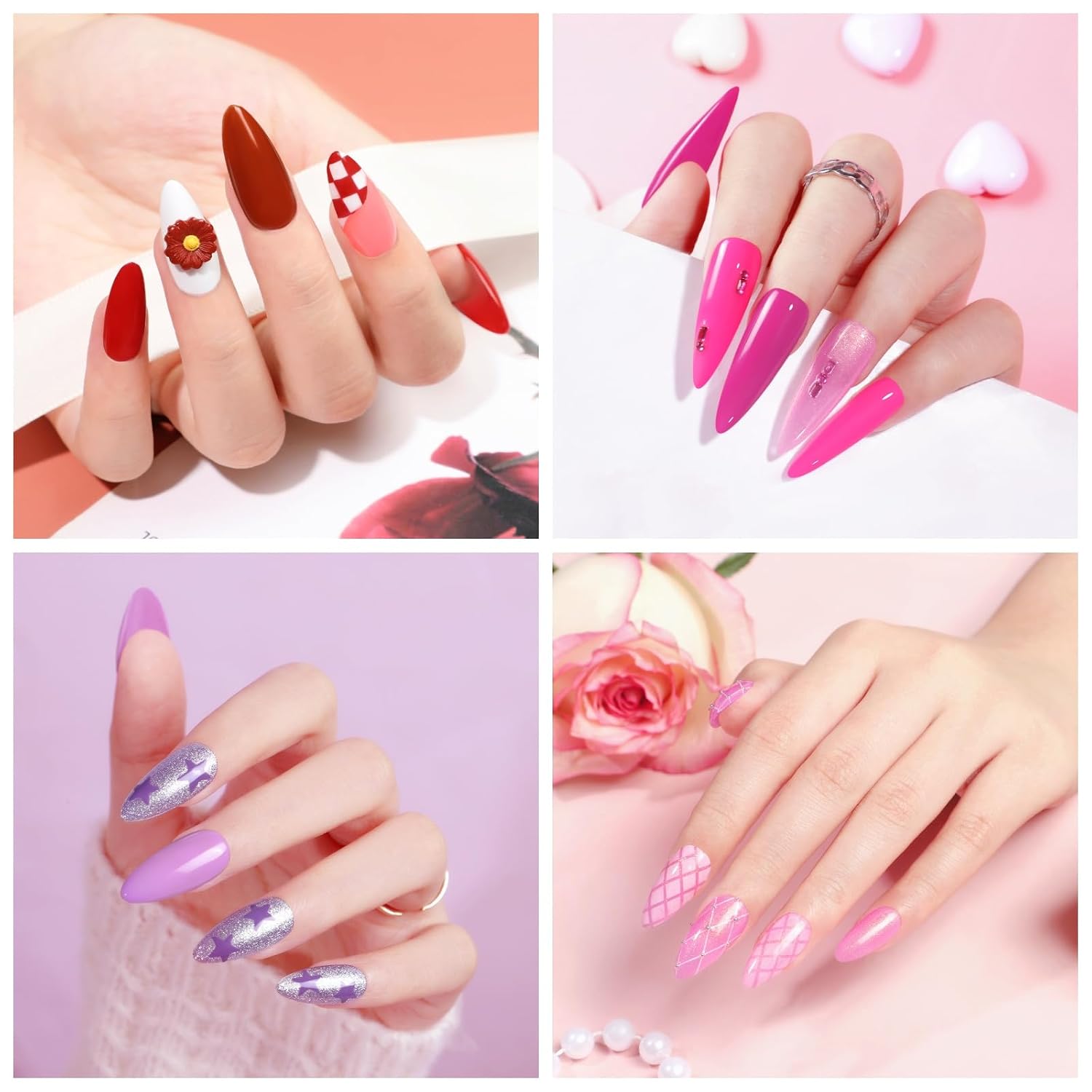 COSCELIA 25PCS Gel Nail Polish Set Spring Summer Colors Gel Nail Polish Soak Off with Glossy Matte Silver Golden Glitter Top Coat Red Brown Black White Green DIY Gifts for Women Girls : Beauty & Personal Care