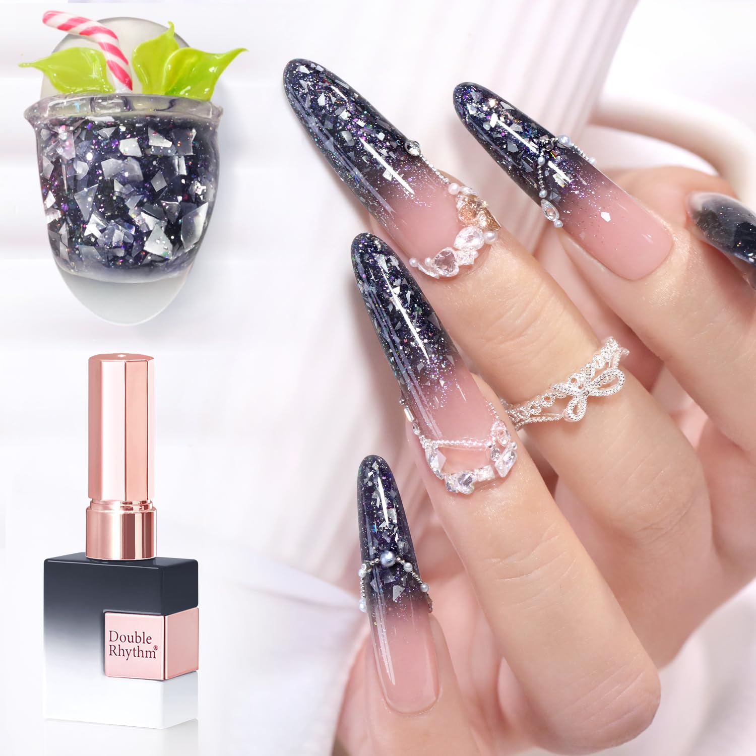 Double Rhythm 0.5Oz Glitter Gel Polish Shimmer Reflective Color for Nail Art Salon DIY Soak Off 15ml Nail Lamp Gel Polish at Home (Pink-B1161) : Beauty & Personal Care