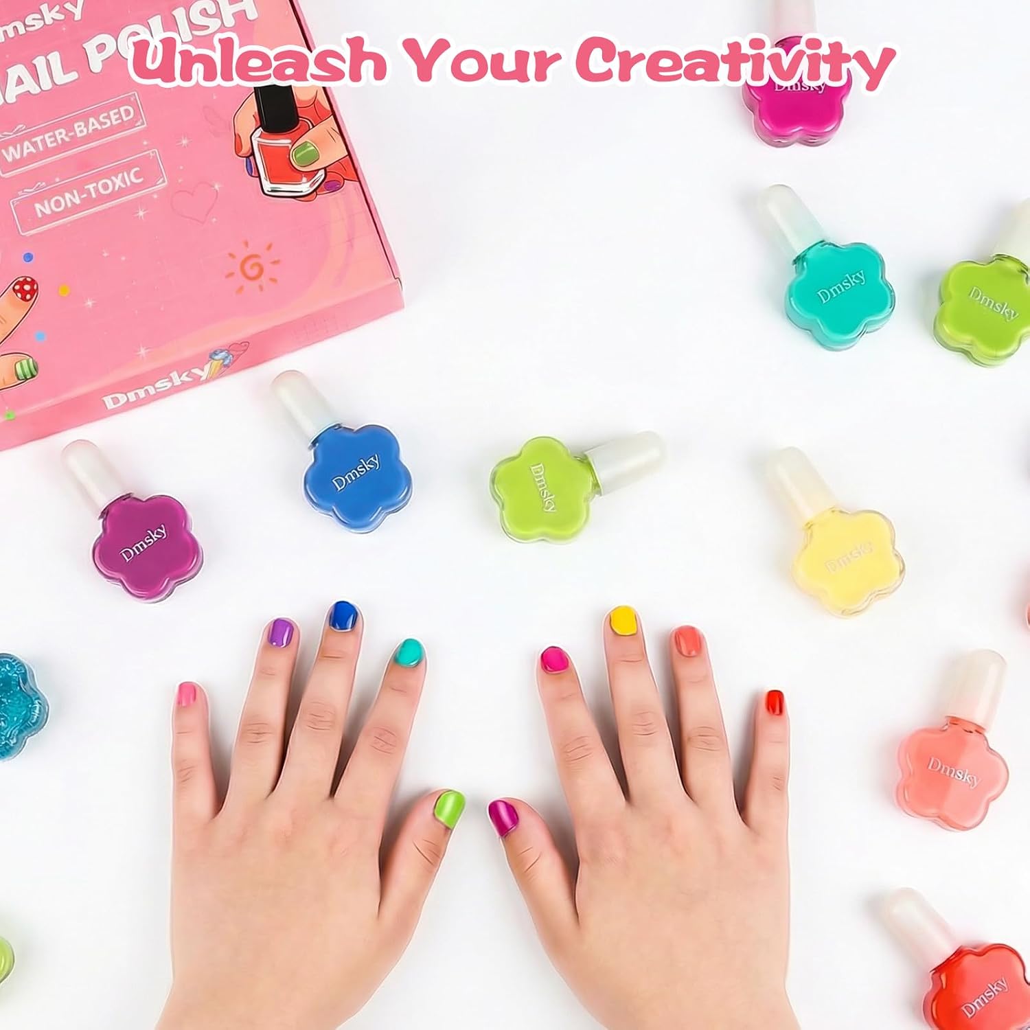 Dmsky Kids Nail Polish Set.18 Colors Peelable Water-Based Quick Dry Nail Polish for Kids.Non Toxic Nail Polish Kit for Girls Ages 3+ Diy Nail Art.Great Gift for Birthday.Makeovers and School Rewards : Beauty & Personal Care