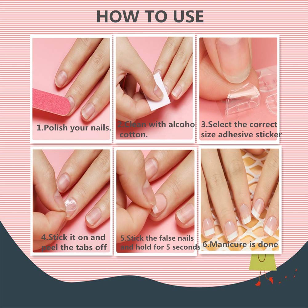 Ivtor 10 Sheets Waterproof Breathable Jelly Double Sided Nail Adhesives.Press on Nails Sticky Tabs Nail Glue Sticker : Beauty & Personal Care
