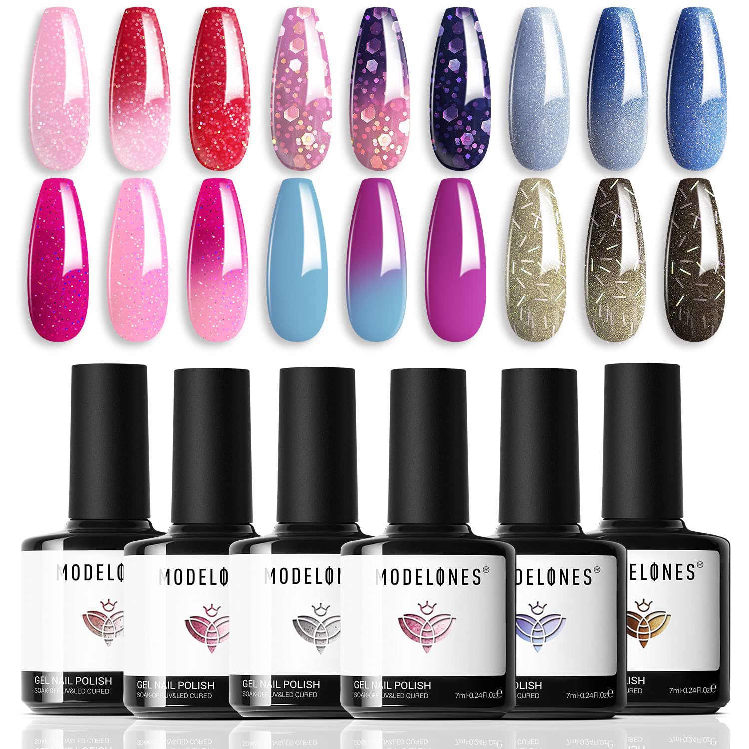 modelones Gel Nail Polish Kit -6 Colors Nude Pink Milky White Gel Polish Set Skin Tones Neutral Brown Soak Off Gel Nail Kit Manicure DIY Nail Art Salon Home Gift : Beauty & Personal Care