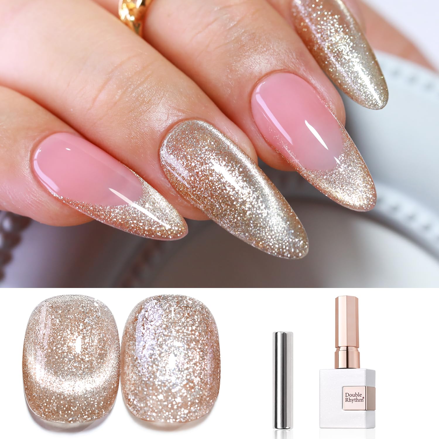 Double Rhythm 0.5Oz Glitter Gel Polish Shimmer Reflective Color for Nail Art Salon DIY Soak Off 15ml Nail Lamp Gel Polish at Home (Pink-B1161) : Beauty & Personal Care