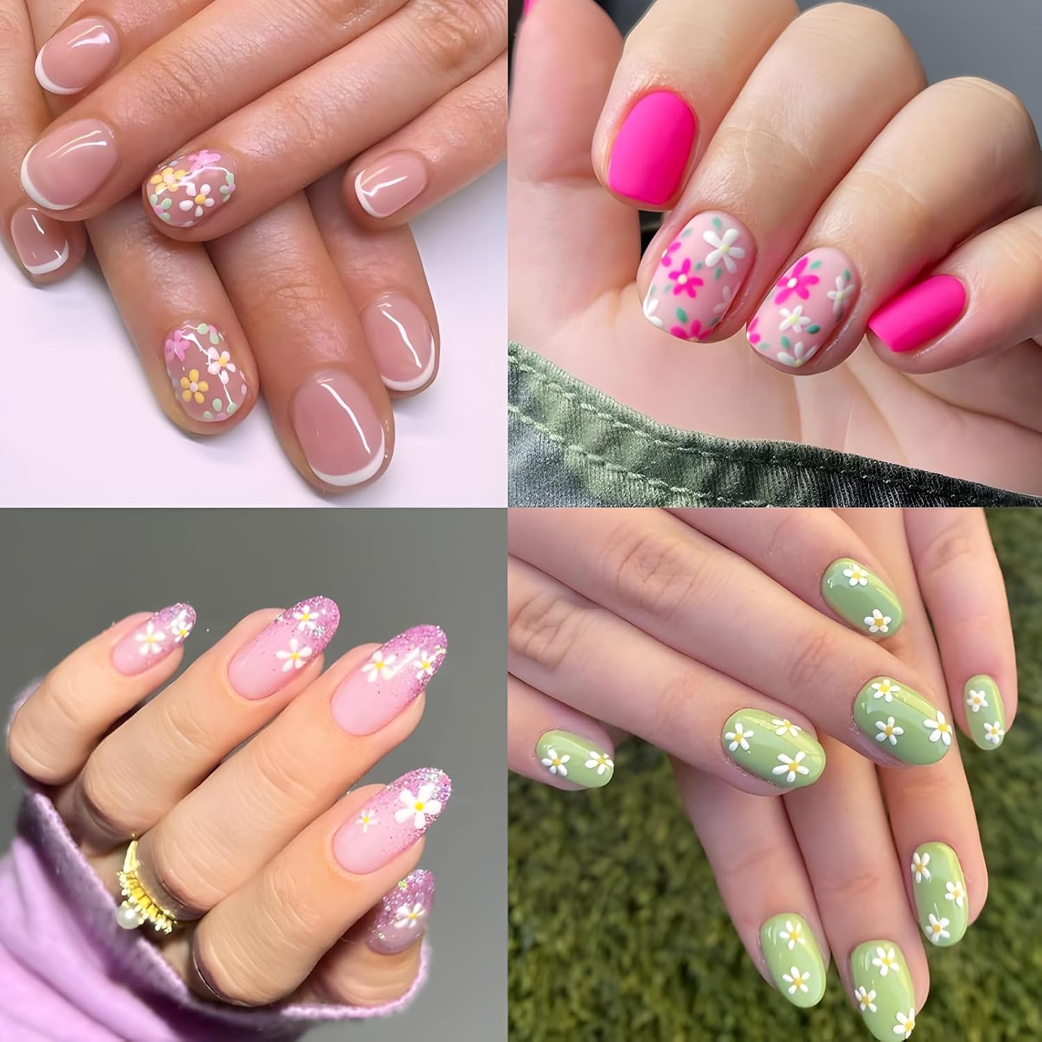 SPLOCUDU Colorful Cute Daisy. Floral. Heart. Flower Nail Art Stickers Decals. 3D Self Adhesive Supplies. Design Decoration Accessories for Women and Girls. 30 Sheets : Beauty & Personal Care
