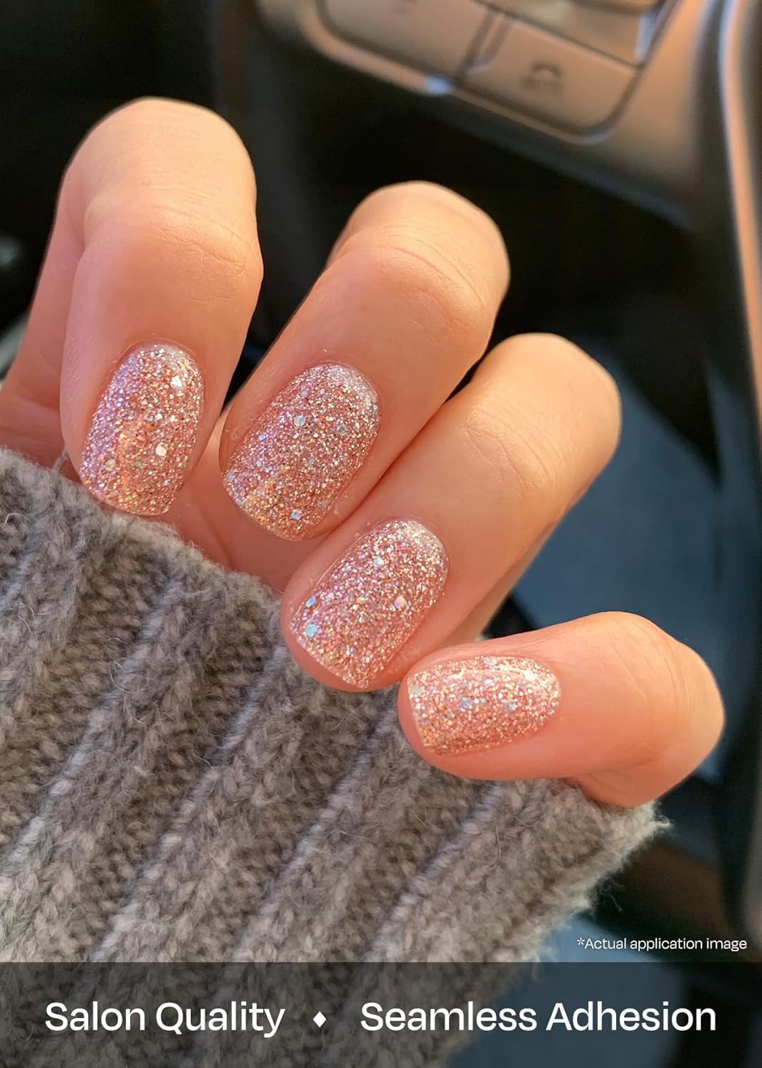 ohora Semi Cured Gel Nail Strips (N Pixie Dust) - Nude. Glitter. Works with Any UV/LED Lamps. Salon-Quality. Long Lasting. Easy to Apply & Remove - Includes 2 Prep Pads. Nail File & Wooden Stick : Beauty & Personal Care