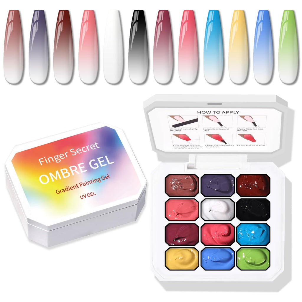Karroy Sponge Pat Gel Nail Polish Palette. 12 Colors Blending Ombre Gel Polish Gradient Painting Nails Art. No Wipe. UV/LED Cured (12 Colors D) : Beauty & Personal Care