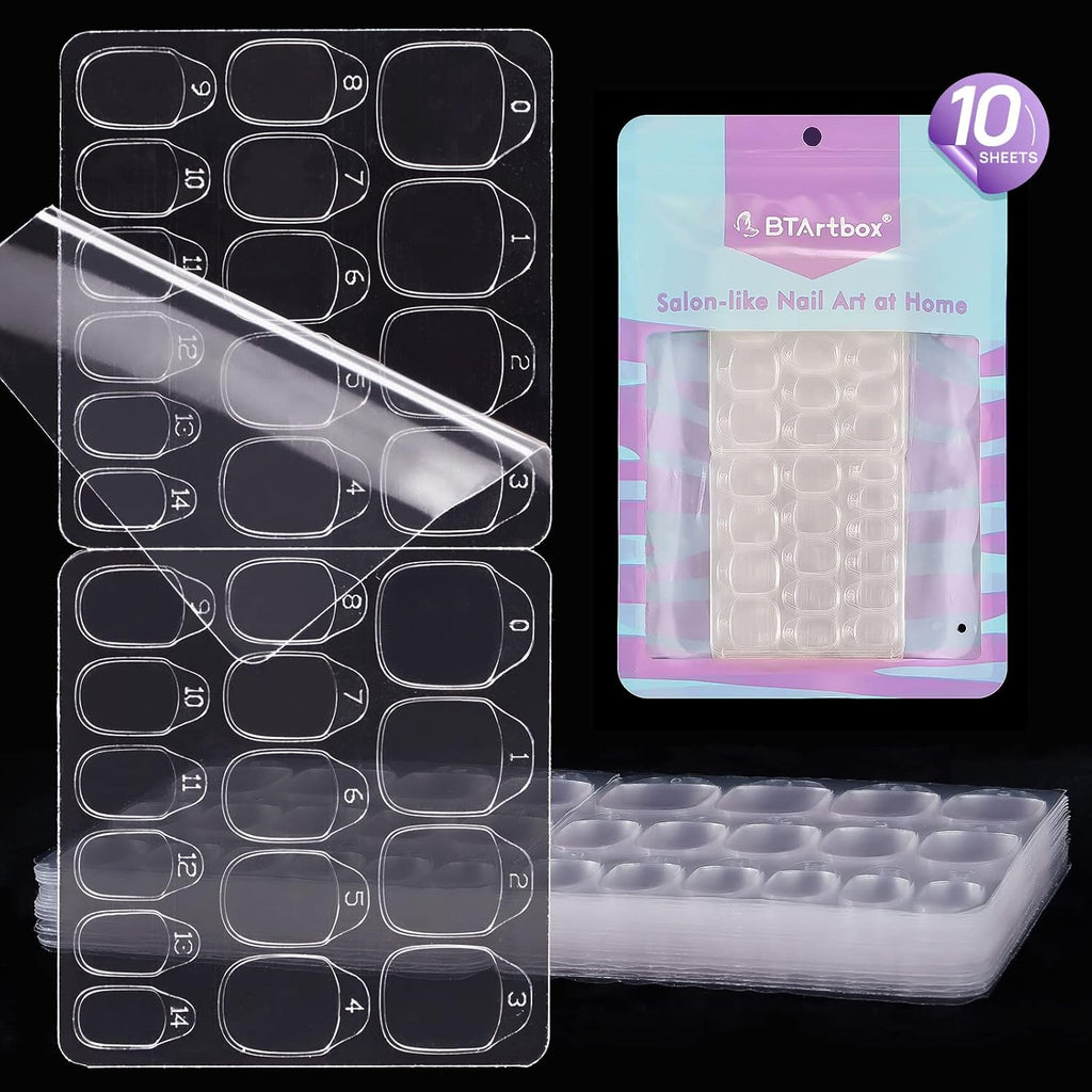 BTArtbox Nail Adhesive Tabs for Press On Nails - 10 Sheets 15 Sizes Ultra Thin & Waterproof Nail Stickers for Fake Nails. 300PCS Double Sided Jelly Nail Sticky Tabs for Manicure : Beauty & Personal Care