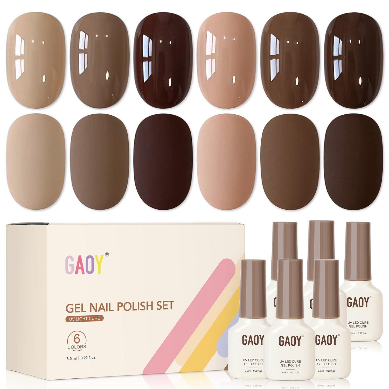 GAOY Rose Garden Jelly Gel Nail Polish of 6 Transparent Nude Red Pink Brown Colors Sheer Gel Polish Kit for Salon Manicure and Nail Art DIY at Home : Beauty & Personal Care
