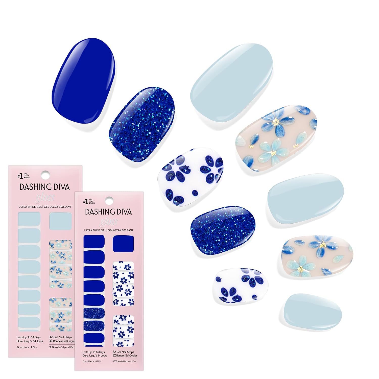 Dashing Diva Gloss Nail Strips Bundle - The Vivids Collection - Fruit Punch Petals & Papaya Breeze - UV Free. Chip Resistant. Long Lasting Gel Stickers - Contains 2 Sets : Beauty & Personal Care